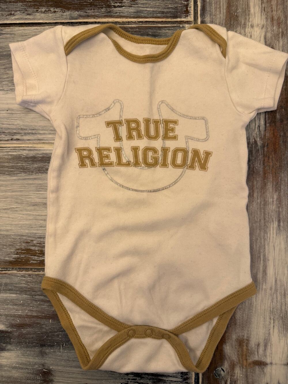 True Religion White Baby Bodysuit Size 18 Months